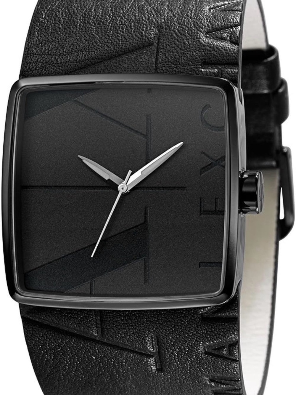 Armani Exchange Black and Silver Square-Back Men's Watch